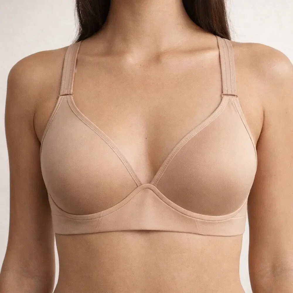 Aerie Beige Wireless Convertible Strap Bra Racerback T Shirt Bra Sz 34DD NWT